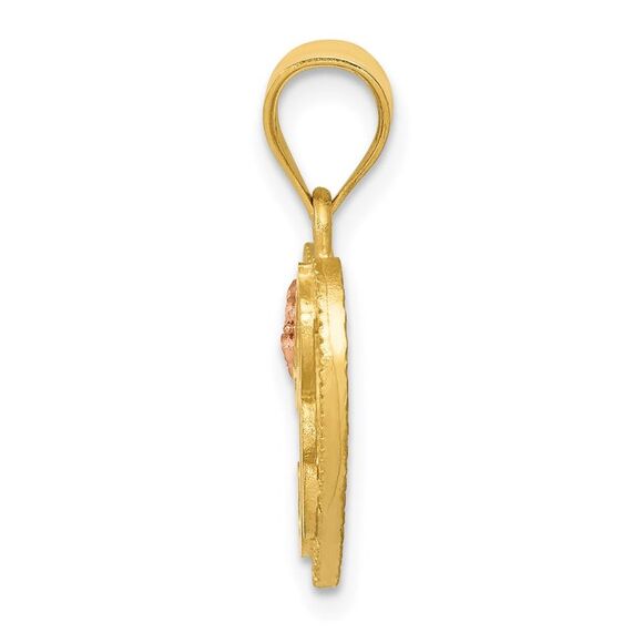 14k Two Tone Gold Grace Collection 15mm Heart Initial R Pendant - Picture 2 of 5